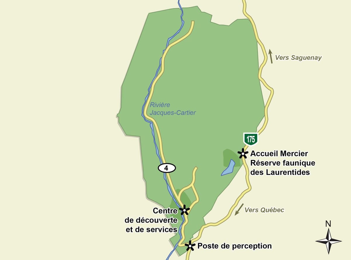 Kaart van jacques cartier nasionale park trail