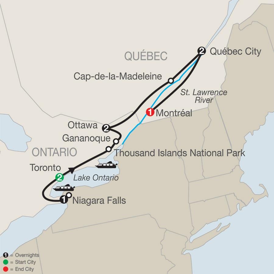 Kaart van Quebec kanada met stede