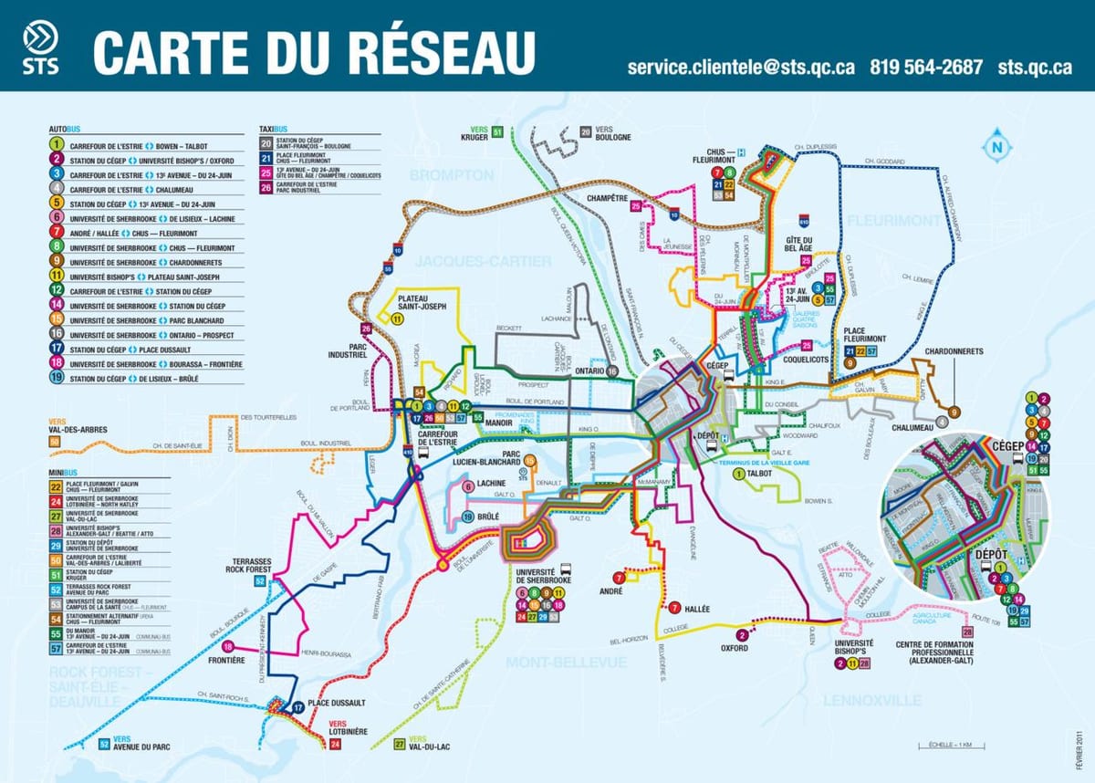 Quebec City bus roetes kaart