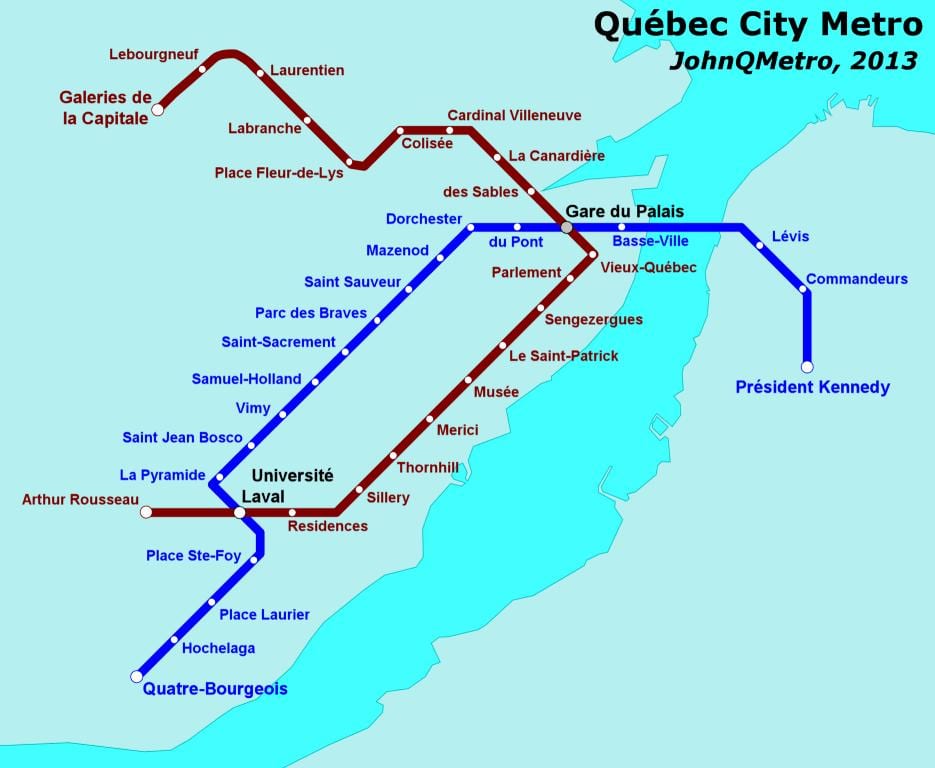 Quebec City metro kaart