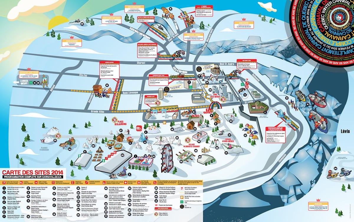 Kaart van die Quebec winter carnival
